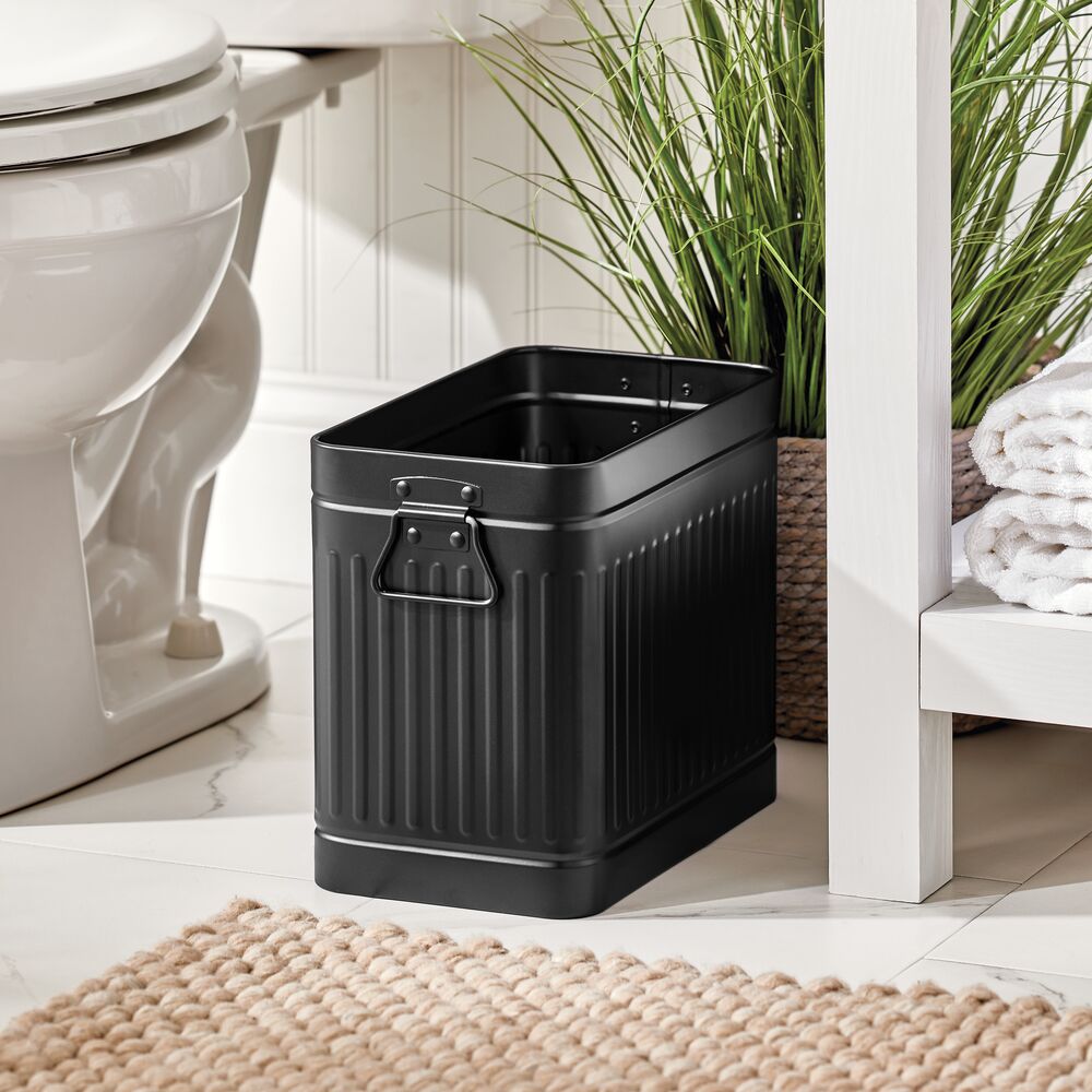mDesign Metal Rectangle Trash Can Wastebasket, Garbage Bin