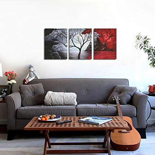 The Cloud Tree Wall Art - 3 Panels Giclee Landscape Canvas Prints, Oil Painting Style for Home Decorations