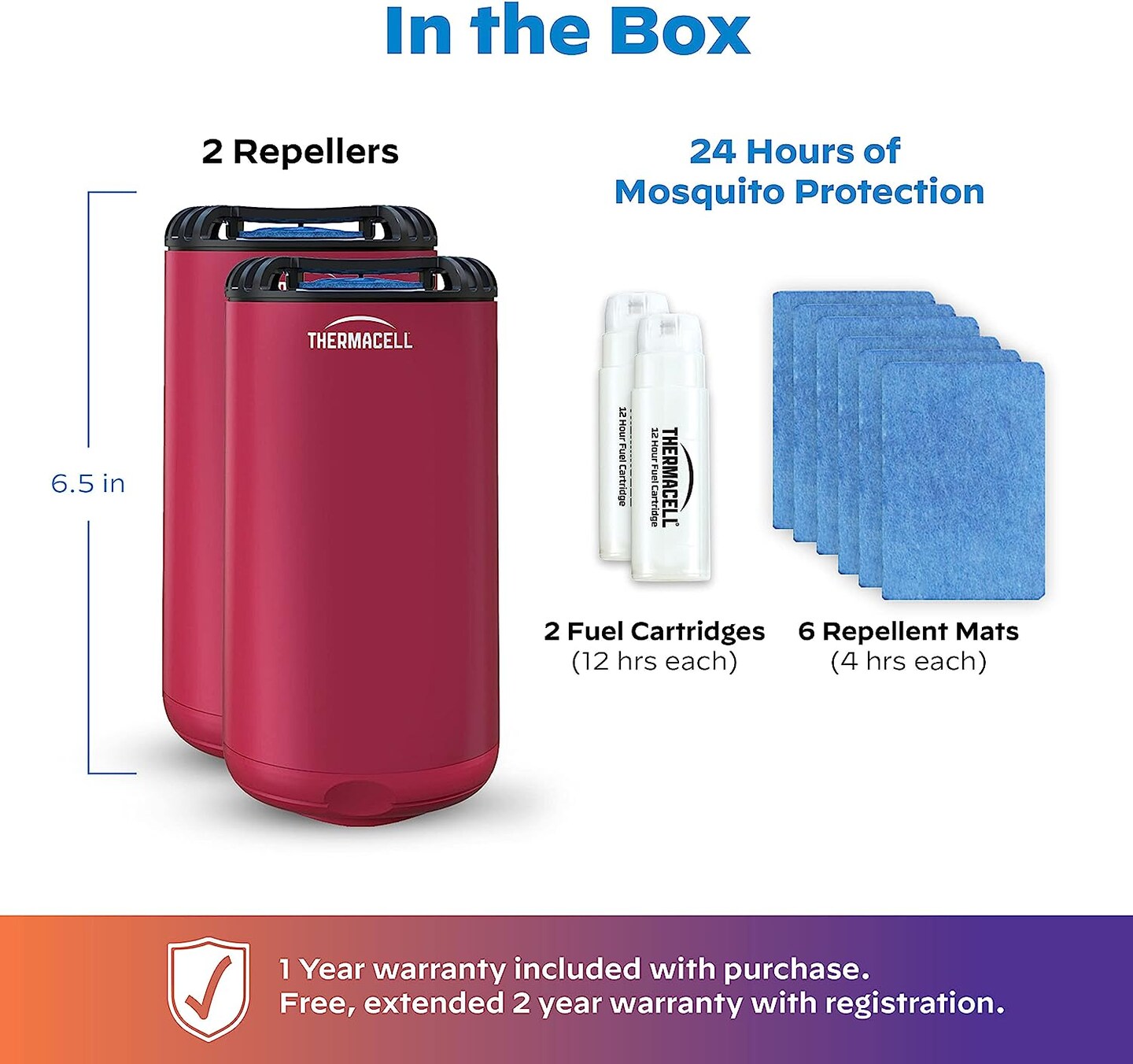 Thermacell Patio Shield Mosquito Repeller; No Candles or Flames, DEET-Free, Scent-Free, Bug Spray Alternative 2-Pack