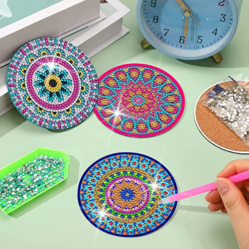 2023 New Upgrade Diamond Painting Coasters With Holder Diy Diamond Painting  Kits For Adults Cork Mat Diamond Art Paintings With Gem For Kid Beginners