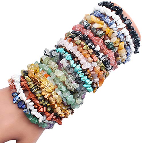 400 Pieces Natural Chip Stone Beads Multicolor 5-8mm Irregular Gemstones Healing Crystal Loose Rocks Bead Hole Drilled DIY for Bracelet Jewelry Making Crafting (5-8mm, Multicolor)