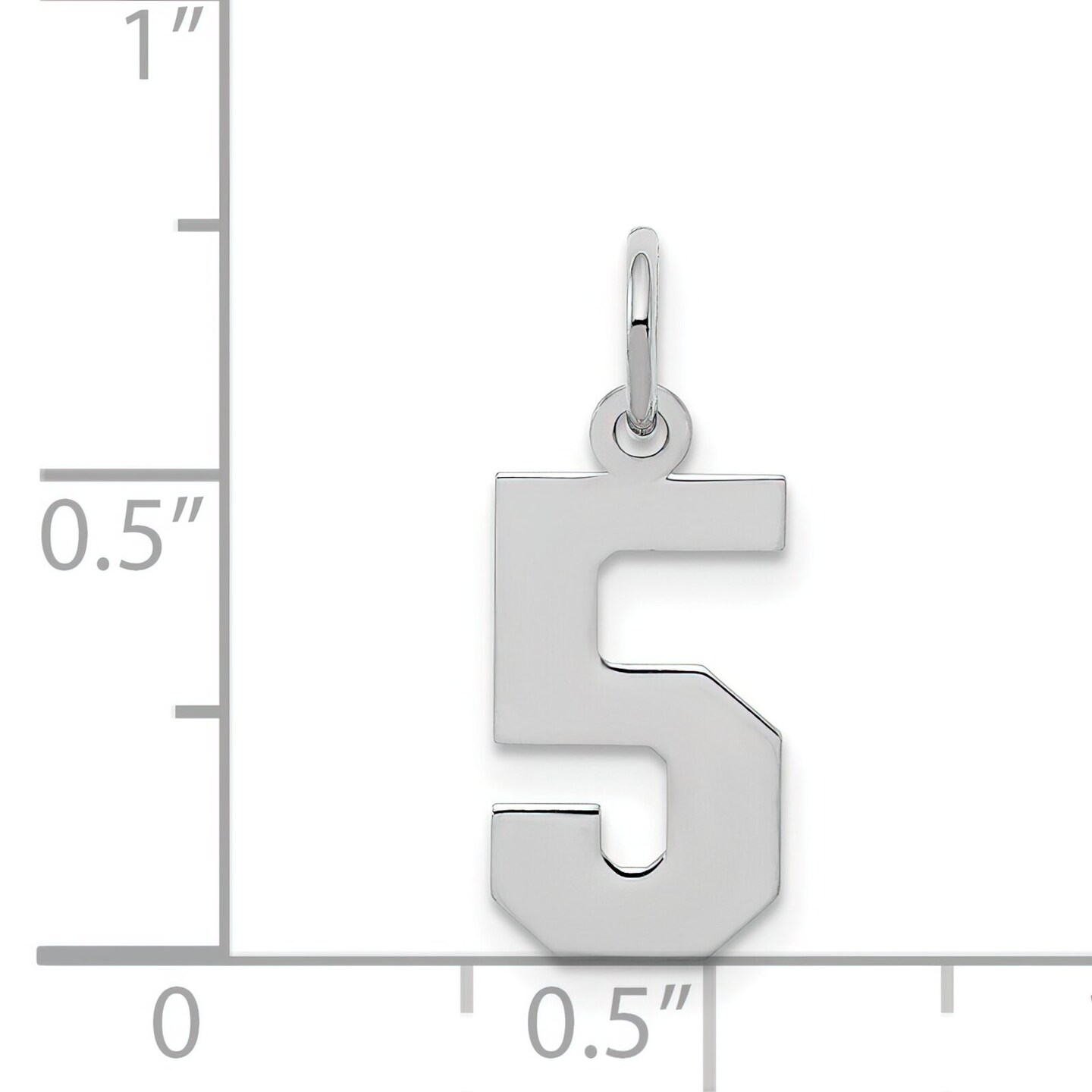 Sterling Silver Small Polished Number 5 Charm Pendant Jewerly 20mm x 4mm