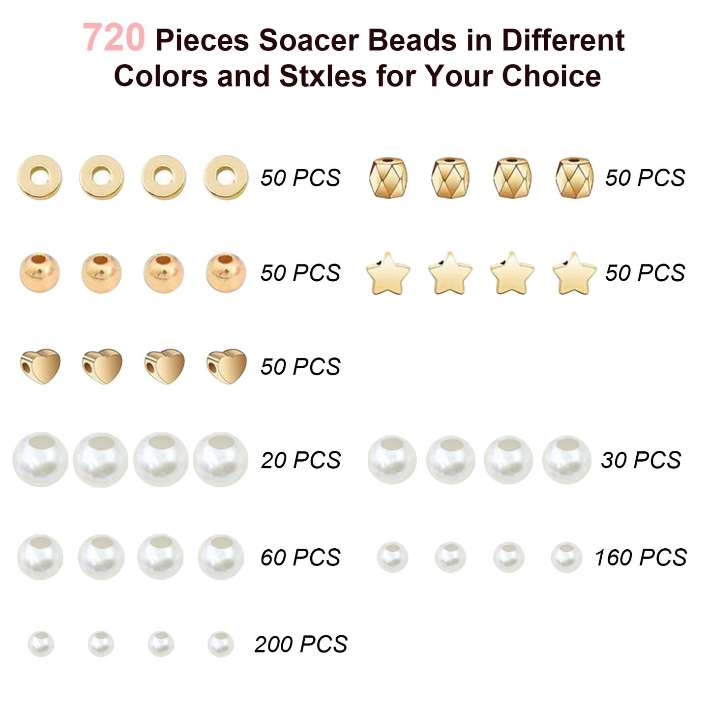  SEMATA 750Pcs Beads for Bracelets Making Kit DIY Pearl