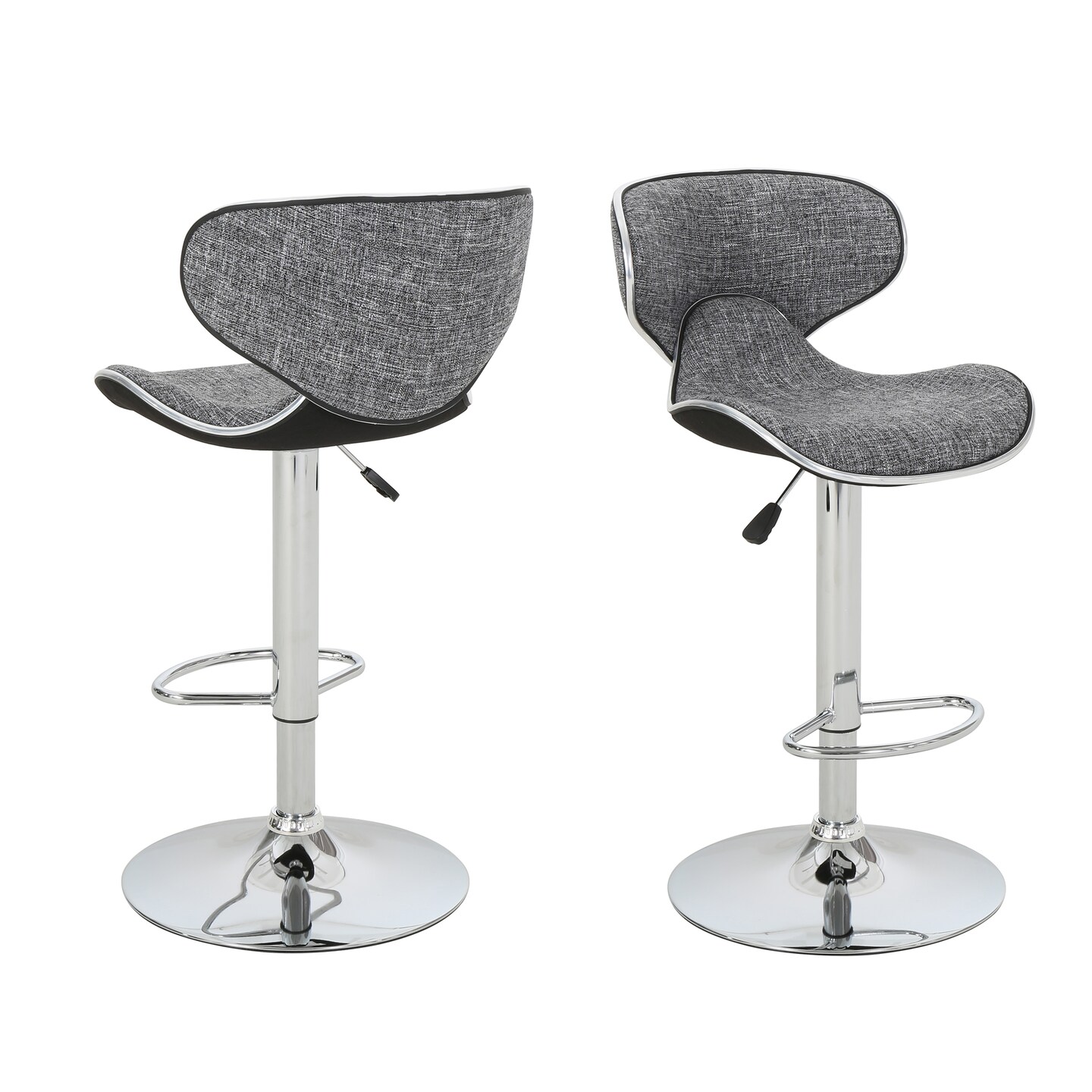 Contemporary Home Living Set of 2 Pepper Black Handcrafted Adjustable Swivel Barstools 43.25&#x22;