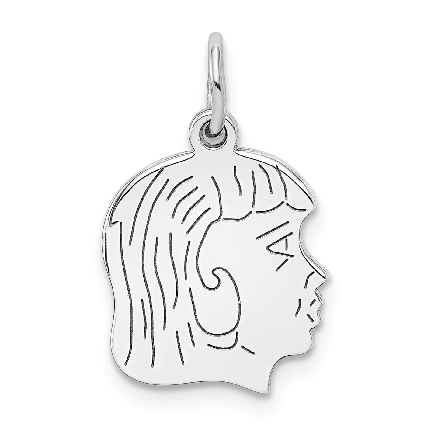 Sterling Silver Girl Charm 0.018&#x22; 12.8mm Jewerly 16mm x 13mm