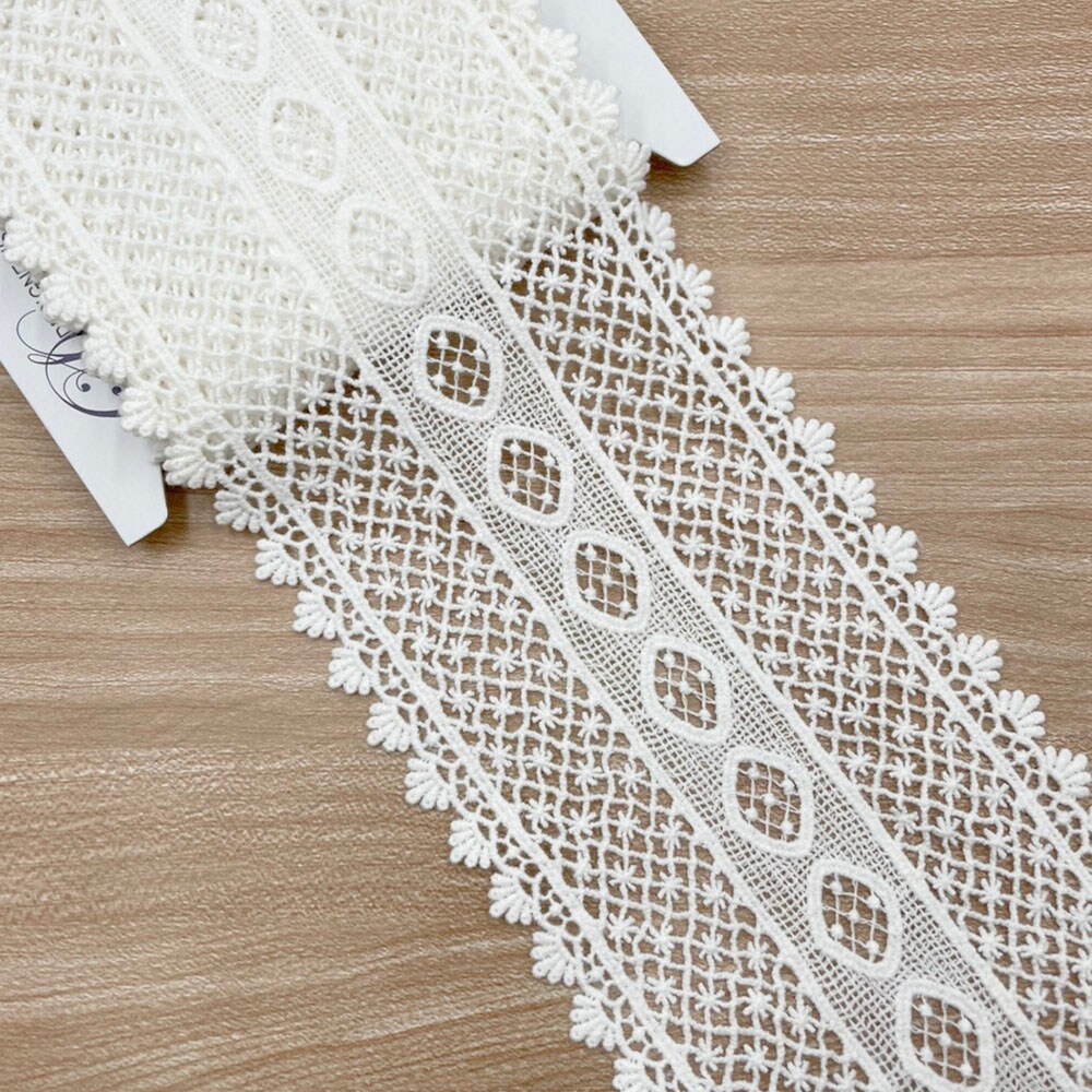 VL 6634 White Wide Vintage Delicate venetian lace trim, 4-1/4&#x201D; (108 mm) x 2 yards. perfect for DIY crafting, sewing.