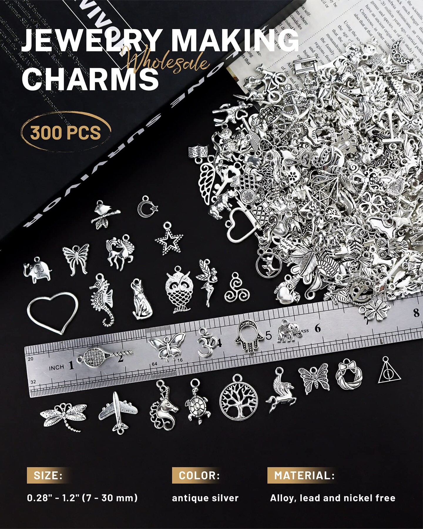 76 PCS Wholesale Bulk Lots Jewelry Making Antique Charms Mixed Stars and  Moons Smooth Bronze Metal Charms Pendants DIY for Necklace Bracelet Jewelry  Making and Crafting