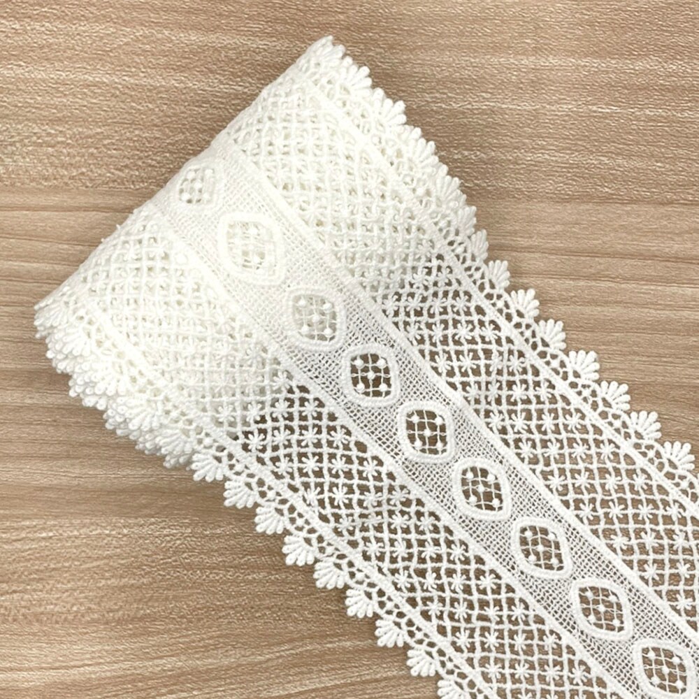 VL 6634 White Wide Vintage Delicate venetian lace trim, 4-1/4&#x201D; (108 mm) x 2 yards. perfect for DIY crafting, sewing.