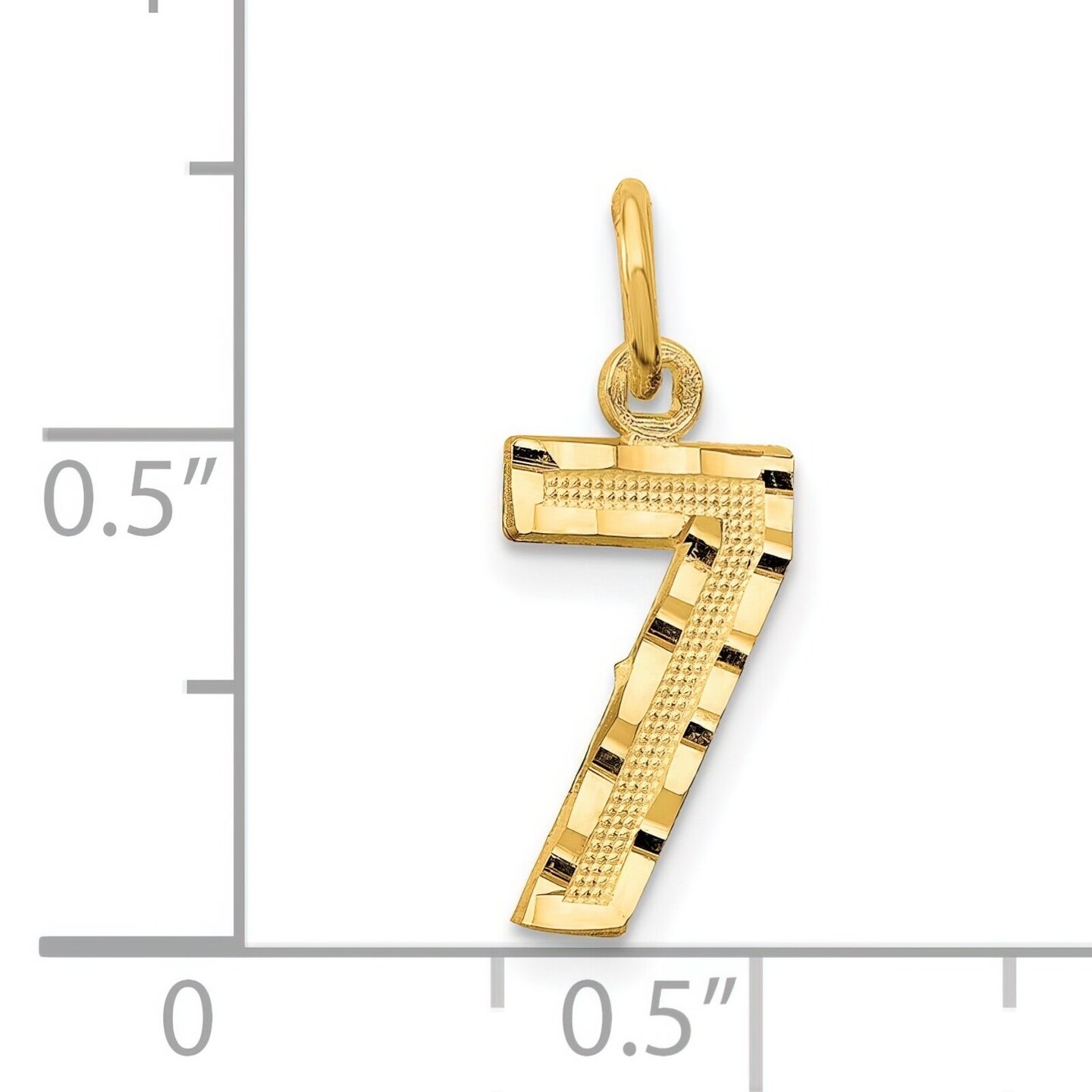 14K Gold Small Number 7 Charm Pendant FindingKing Jewerly 20mm x 7mm