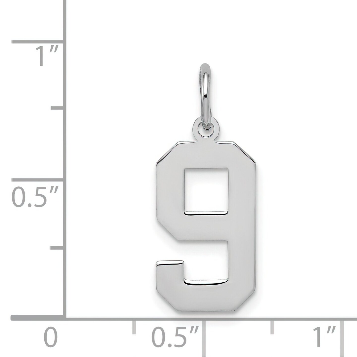 Sterling Silver Medium Polished Number 9 Charm Pendant Jewerly 21mm x 8mm