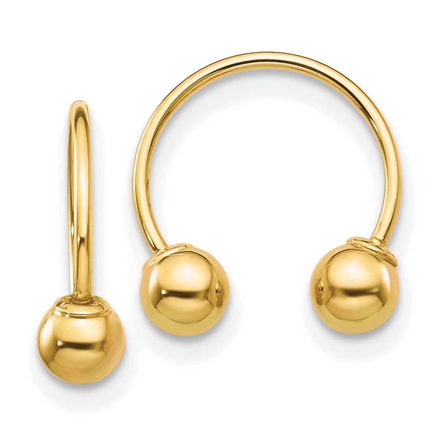 14K Yellow Gold Open Hoop Beaded Earrings Jewelry 13mm x 12mm