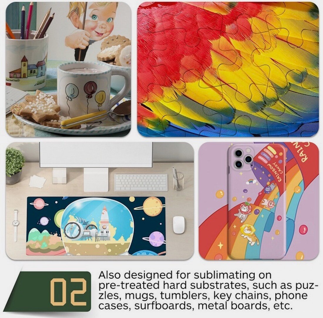 Dye Sub COMBO 4 Rolls BLUE HEAT RESISTANT Tape 6mm x 33m + 100 Sh 8.5”x11” SUBLIPAPER