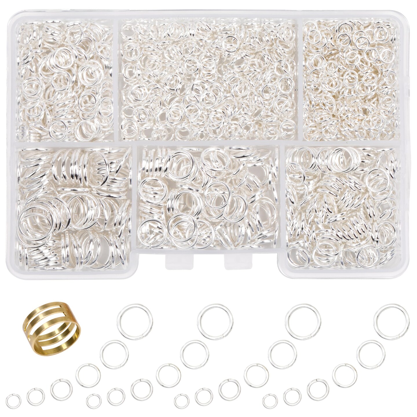 GMMA 1400 Pcs stainless steel jump rings for jewelry making 4mm 6mm 5mm 7mm 8mm 10mm necklace bracelet clasps jewelry making supplies for adults(Silver)