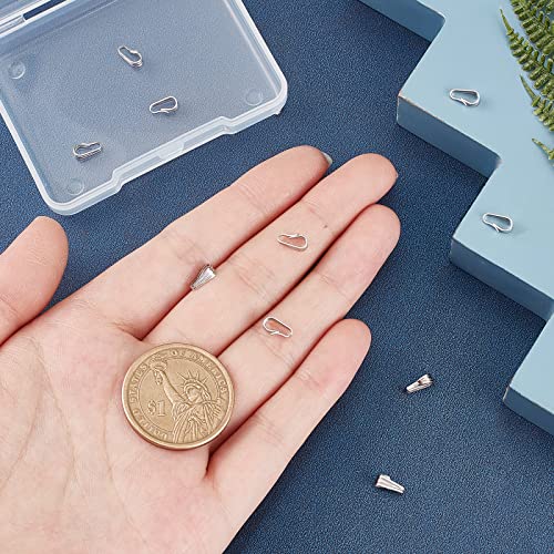10 Pieces Charm Holder for Necklace, 925 Sterling Silver Snap Bail Hook Pinch Clip Necklace Chain Connectors Dangle Pendant Clasps for Necklace Choker Jewelry DIY Craft Gift Making, Platinum