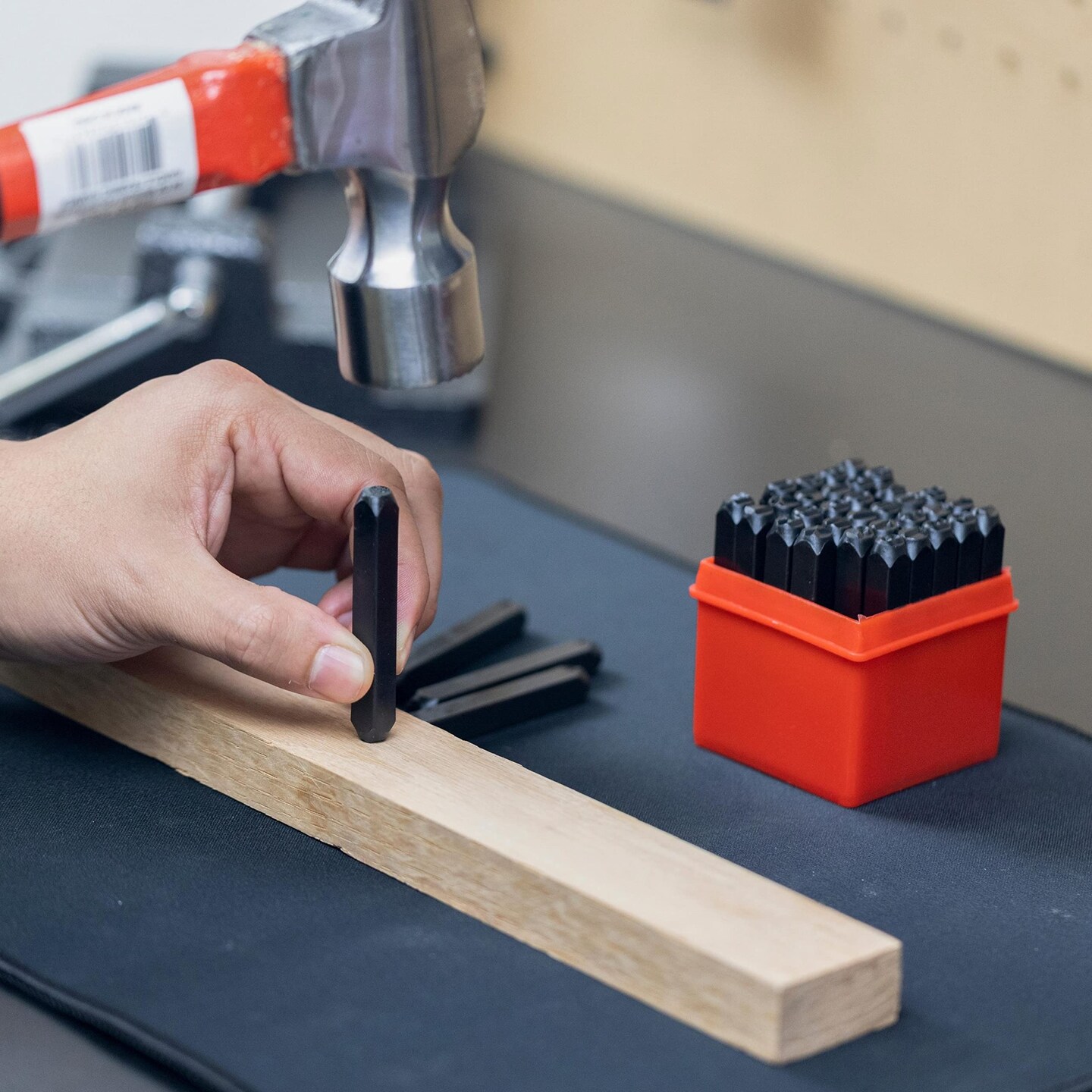 36 Pieces Number and Letter Punch Set with Heat-Treated Steel Punches for Imprinting and Arts and Crafts, 1/4-Inch Shaft, Stamp Set