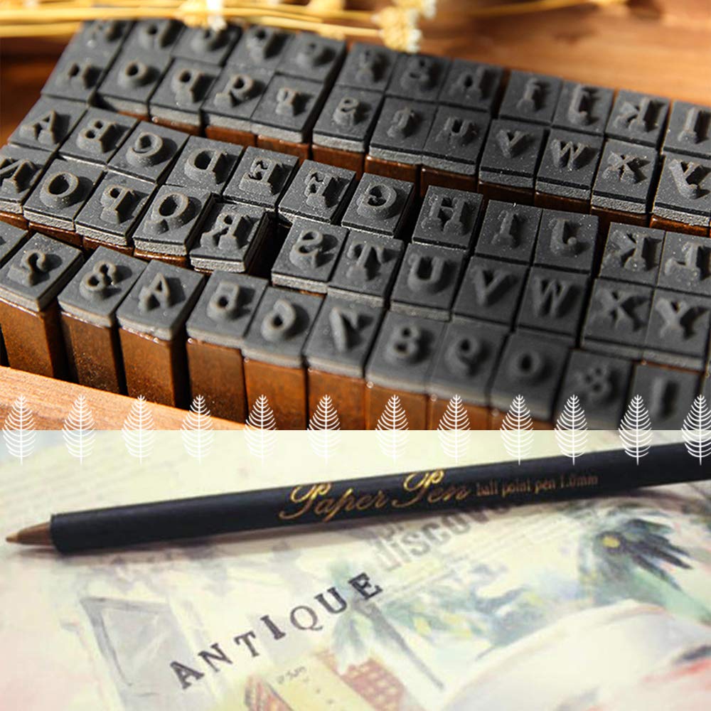 70 Pieces Wooden Rubber Alphabet Letter Number Stamps,Wooden Rubber Number Letter,Stamper Seal Set Capital Upper Lower Case for DIY Craft Card Making Happy Planner Scrapbooking Supplies(Dark Wooden)