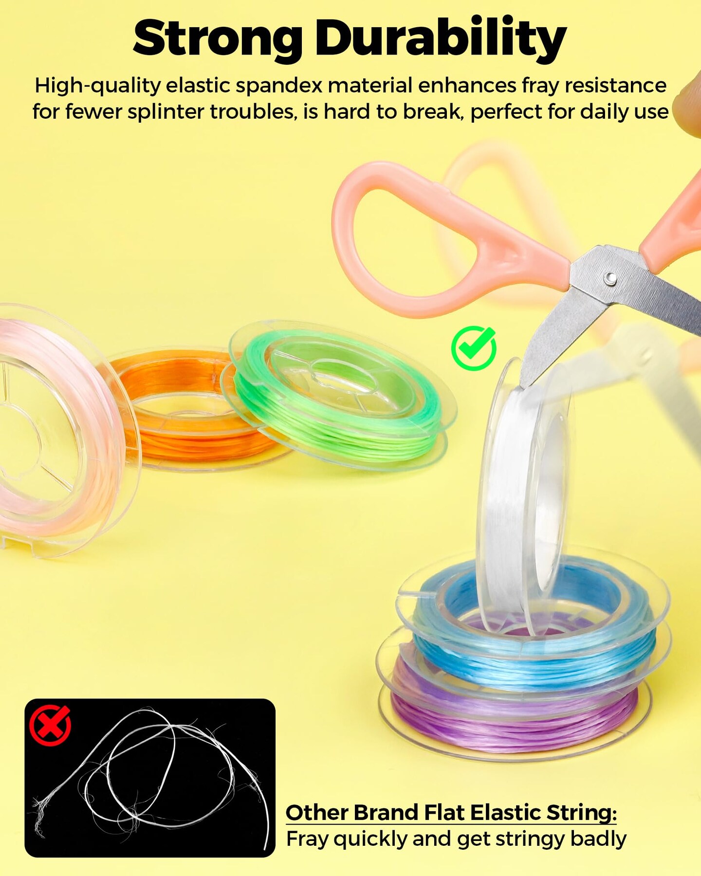 12 Roll 0.7mm Flat Elastic Bracelet String Cord, 12 Color High Stretch Beading Elastic String for Bracelets Necklace Jewelry Making, Stretchy Thread Cord for Clay Beads, Crystal &#x26; Pony Beads