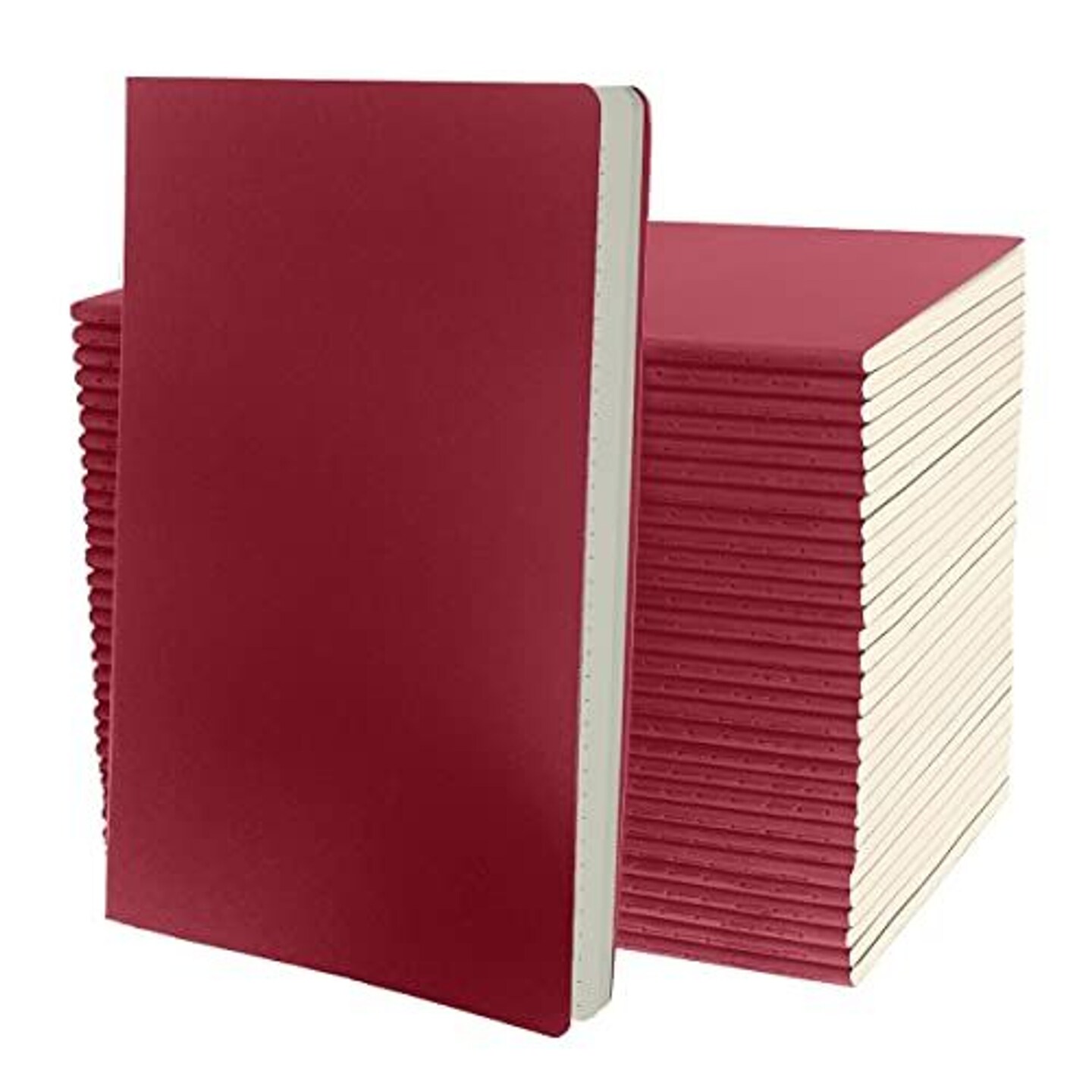Simply Genius 30 Pack Bulk A5 Dotted Softcover Notebooks, 92 pages, 8.2&#x22; x 5.5&#x22;, Writing Journal for Work, Travel, Business, School &#x26; More, Grid Notebook for Men &#x26; Women - Wine