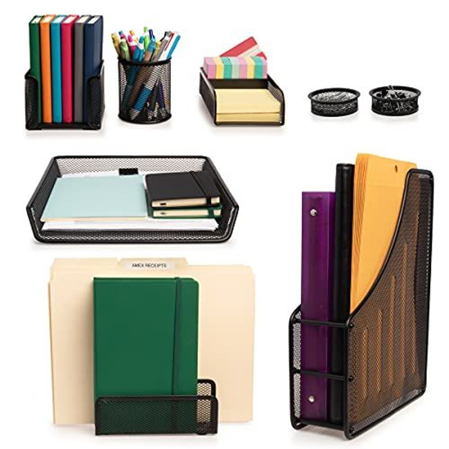 Simply Genius (8 Piece) Mesh Desk Organizer Set with Pencil Holder, File Organizer, Paper Organizer for Office Supplies