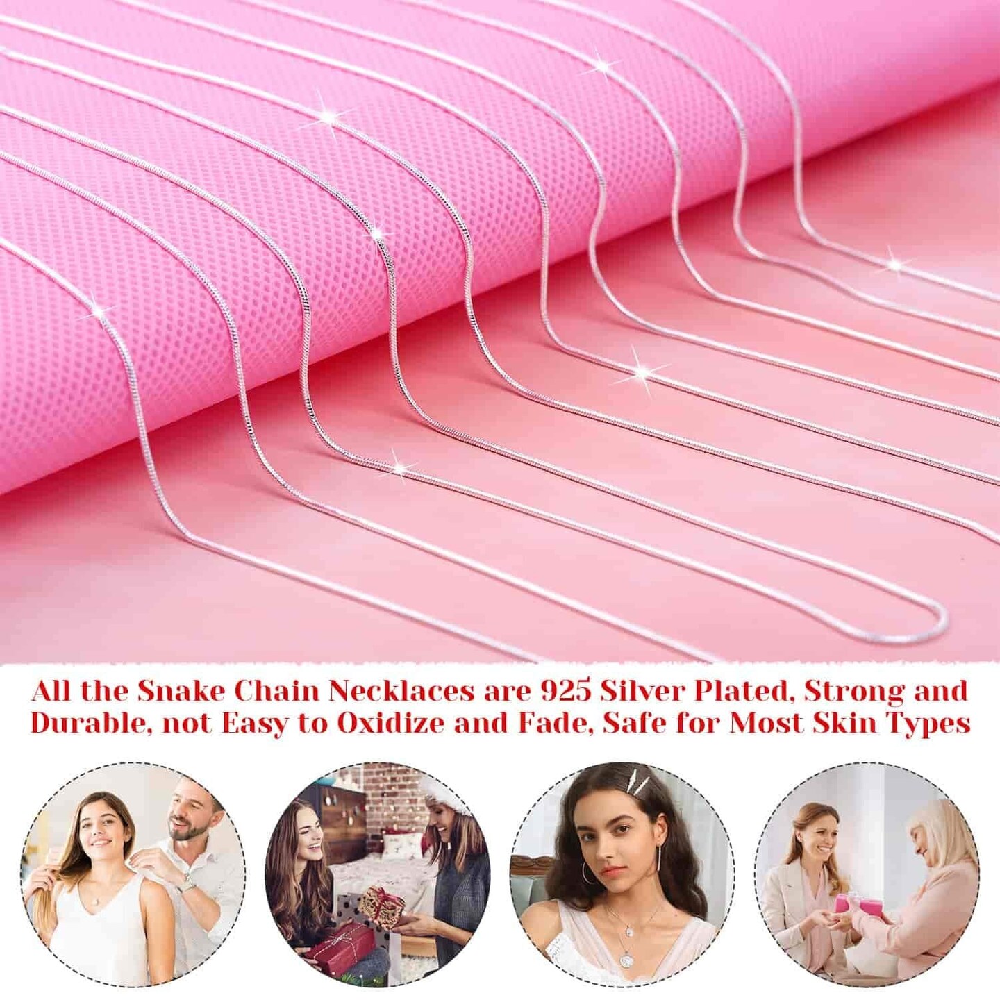 30 Pck Chains for Jewelry Making, Paxcoo Necklace Chains Bulk Silver Plated Snake Chains for Necklace Jewelry Making, 1.2 mm (22 Inches) (22 Inches)