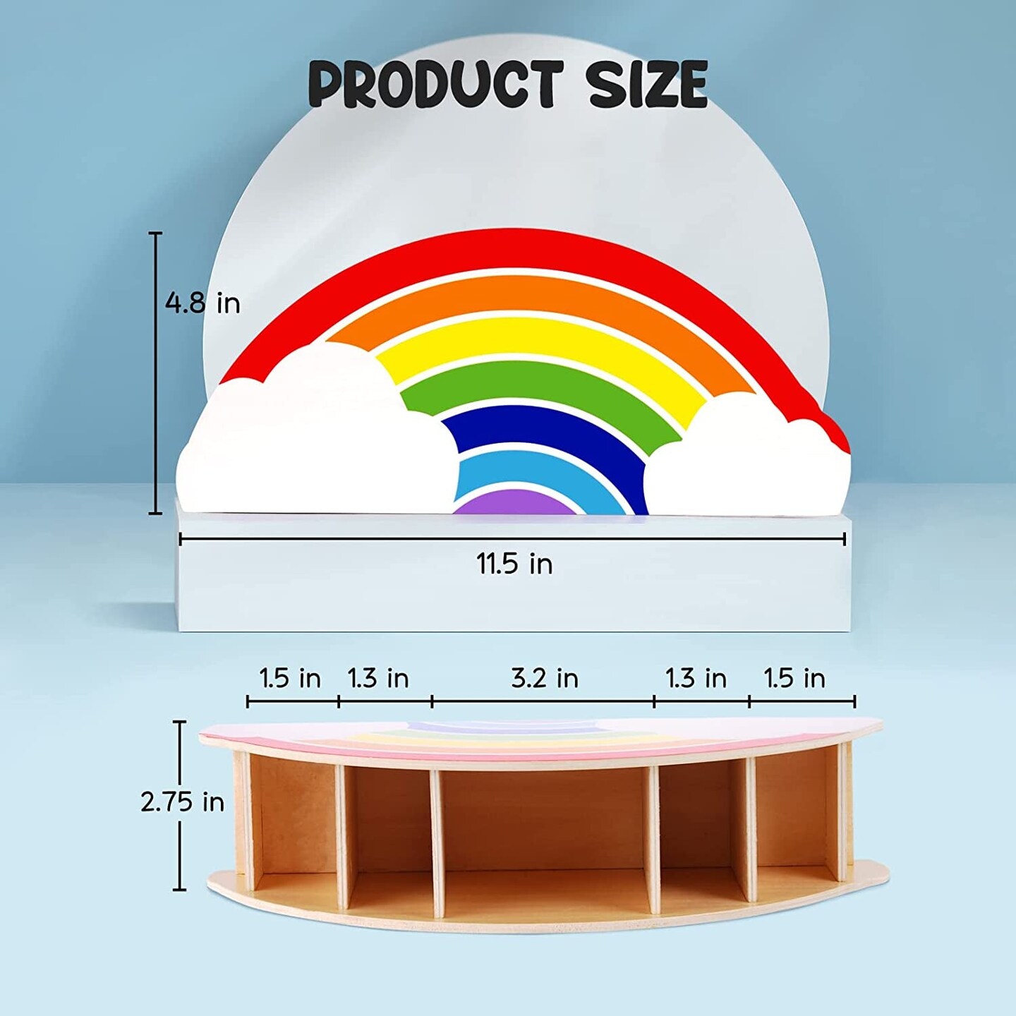 Wooden Pen Holder &#x26; Pencil Holders - Rainbow Supply Caddy Phone Holder Desk Organizer for Office Supplies Makeup Brush Classroom Organization for Women &#x26; Kids