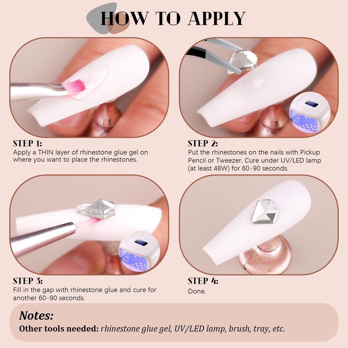 2630 Pieces Clear Glass Nail Rhinestones 120 Pieces Multi Shapes Flatback Gems Crystal + 2510Pcs 1.5-4mm Round Beads with Rhinestones Glue Gel, Manicure Diomand Jewelry Gemstones for Nail Design Makeup