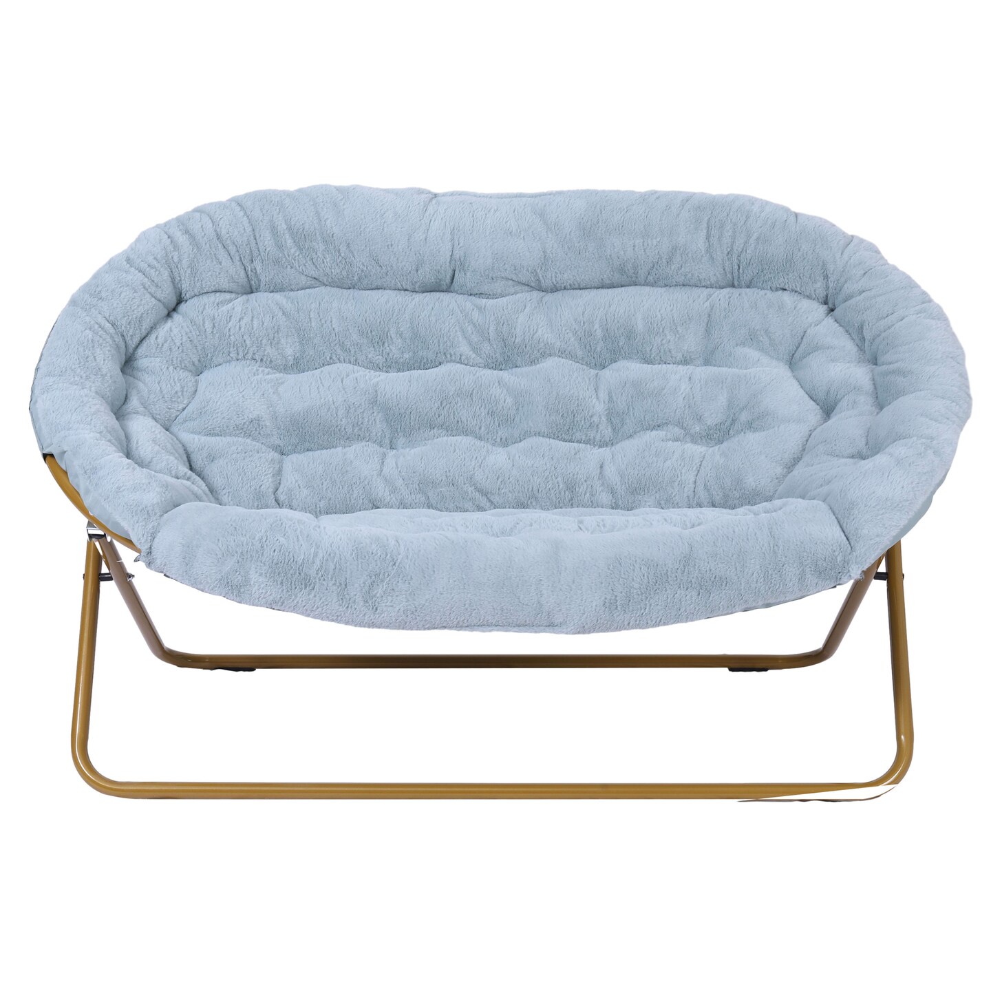 Emma and Oliver Janey Folding Double Saucer Chair with Steel Frame for Dorm, Living Room, or Bedroom