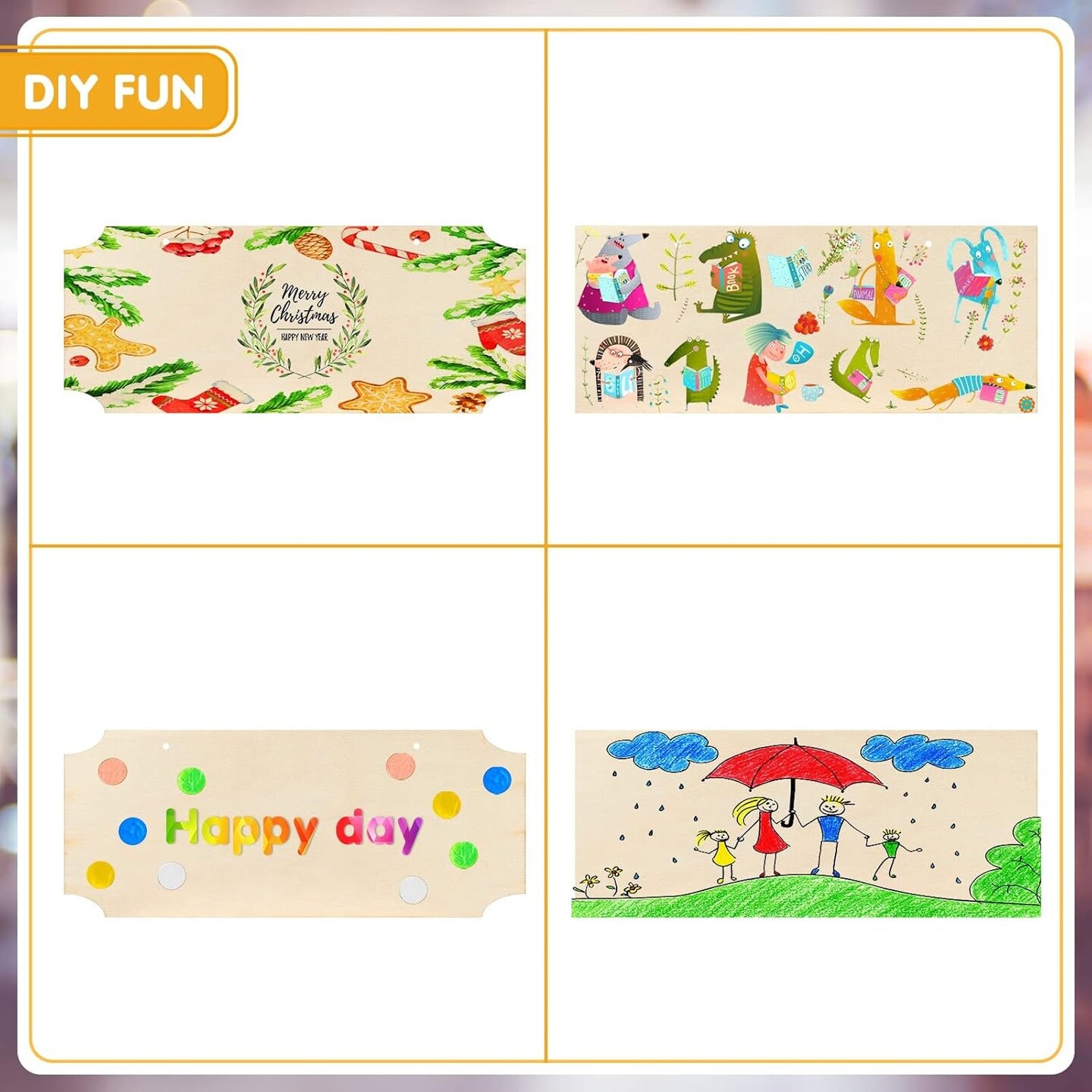 Unfinished Hanging Wood Sign 9.8 X 3.9 Inch Rectangle Blank Wooden Plaque Blank Hanging Wooden Slices Banners with Ropes for Painting Writing DIY Home Crafts Supplies (10 Pieces)