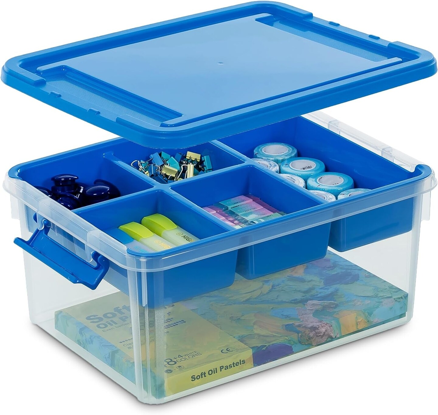 Citylife 17 QT Plastic Storage Box with Removable Tray Craft Organizers and Storage Clear Storage Container for Organizing Bead, Tool, Sewing, Playdoh