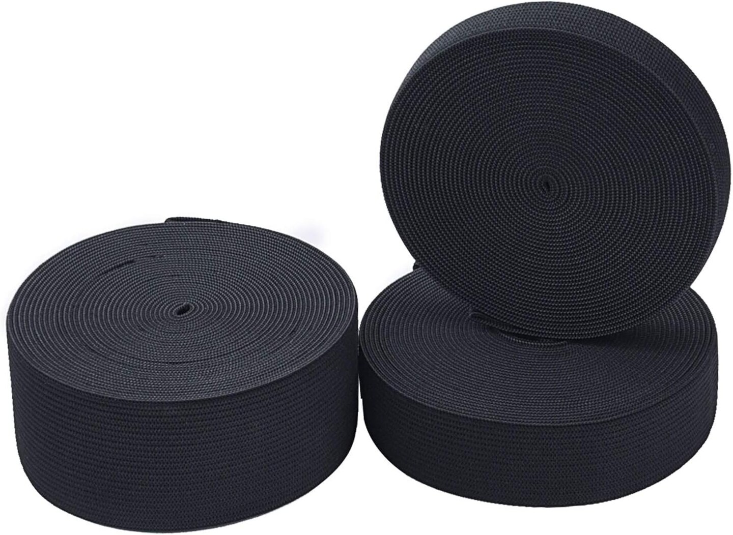 3 Rolls Sewing Stretch Elastic Band Spool, 3/5, 1, 1-1/2 Inch in Width, 5.5 Yards/Roll (Black)