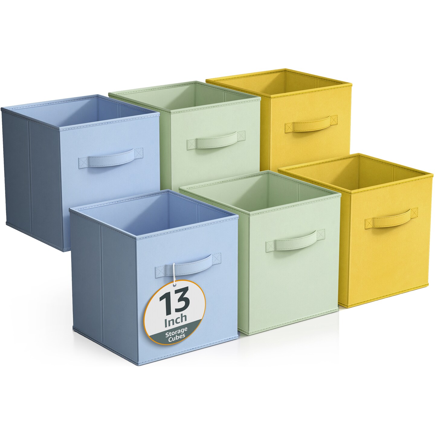 Sorbus 6 Pack 13 Inch Foldable Storage Cubes with Handles- for Organizing Home, Shelves, Nursery, Playroom, Closet and More
