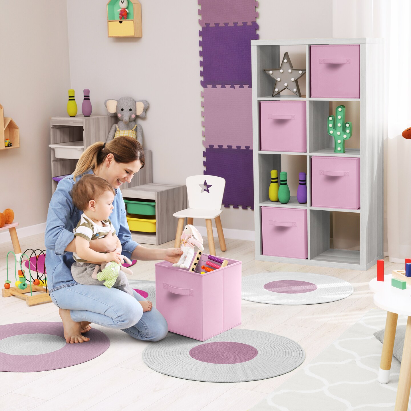 Sorbus 8 Pack 11 Inch Foldable Storage Cubes with Handles- for Organizing Home, Shelves, Nursery, Playroom, Closet and More