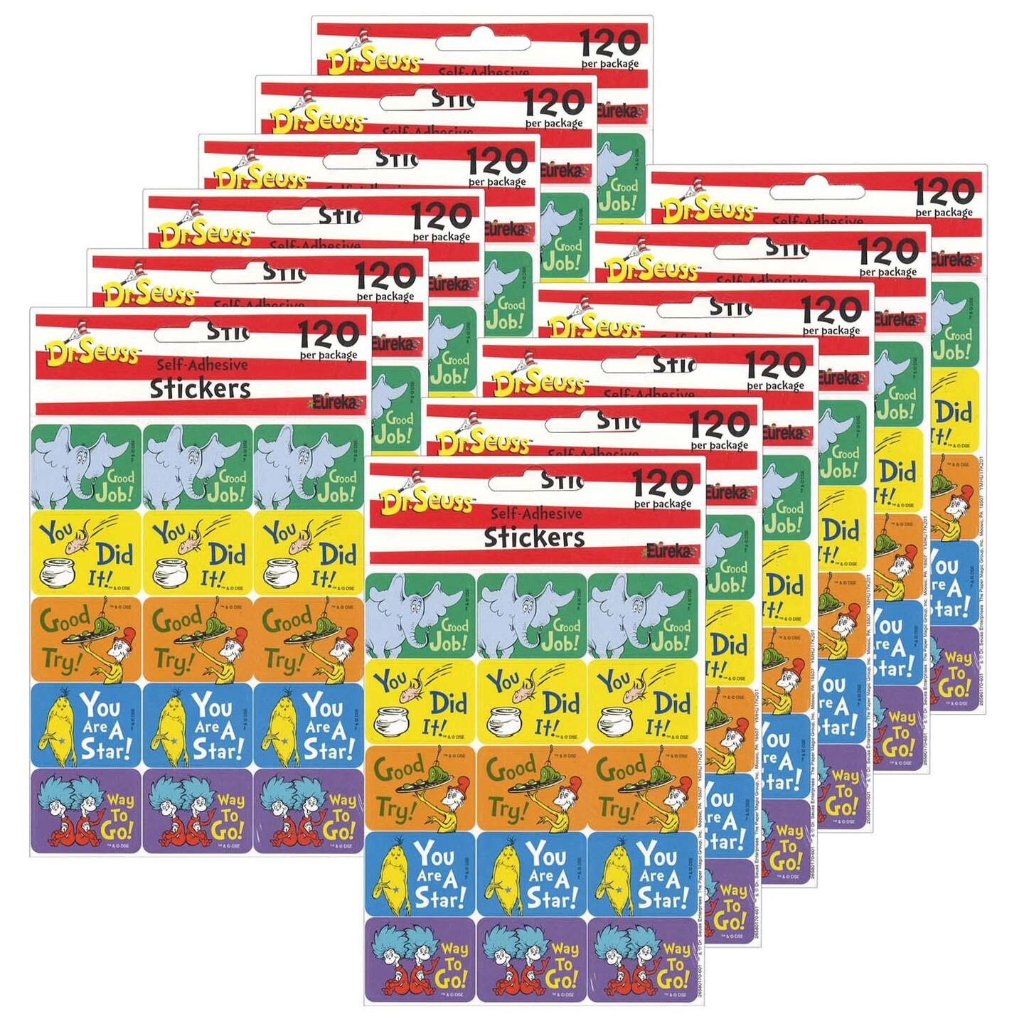 Dr. Seuss&#x2122; Success Stickers, 120 Per Pack, 12 Packs