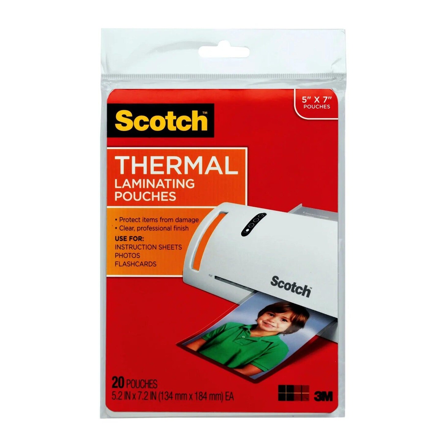 Thermal Laminating Pouches, 5 mil, 5&#x22; x 7&#x22;, 20 Per Pack, 3 Packs