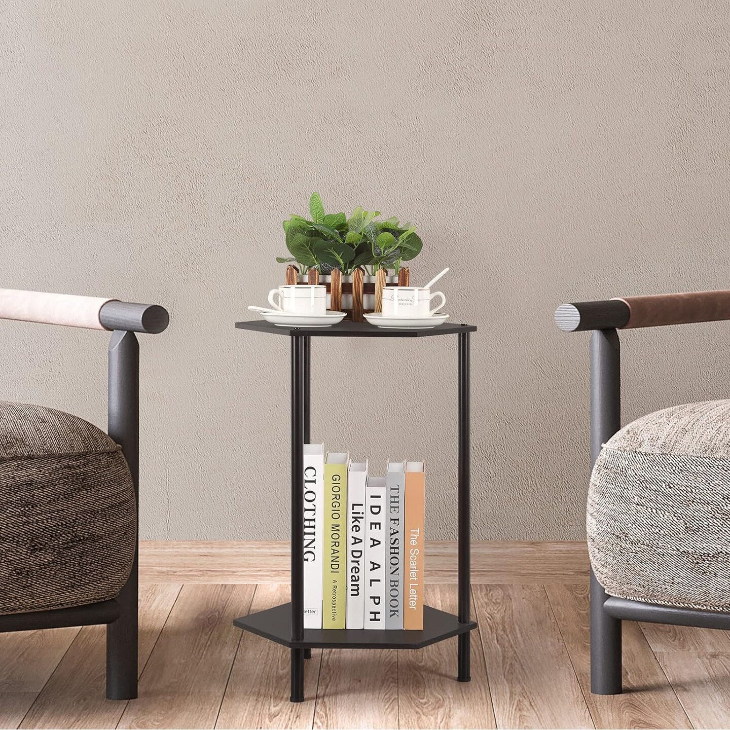 2pcs Nightstands End Table with Storage Shelf