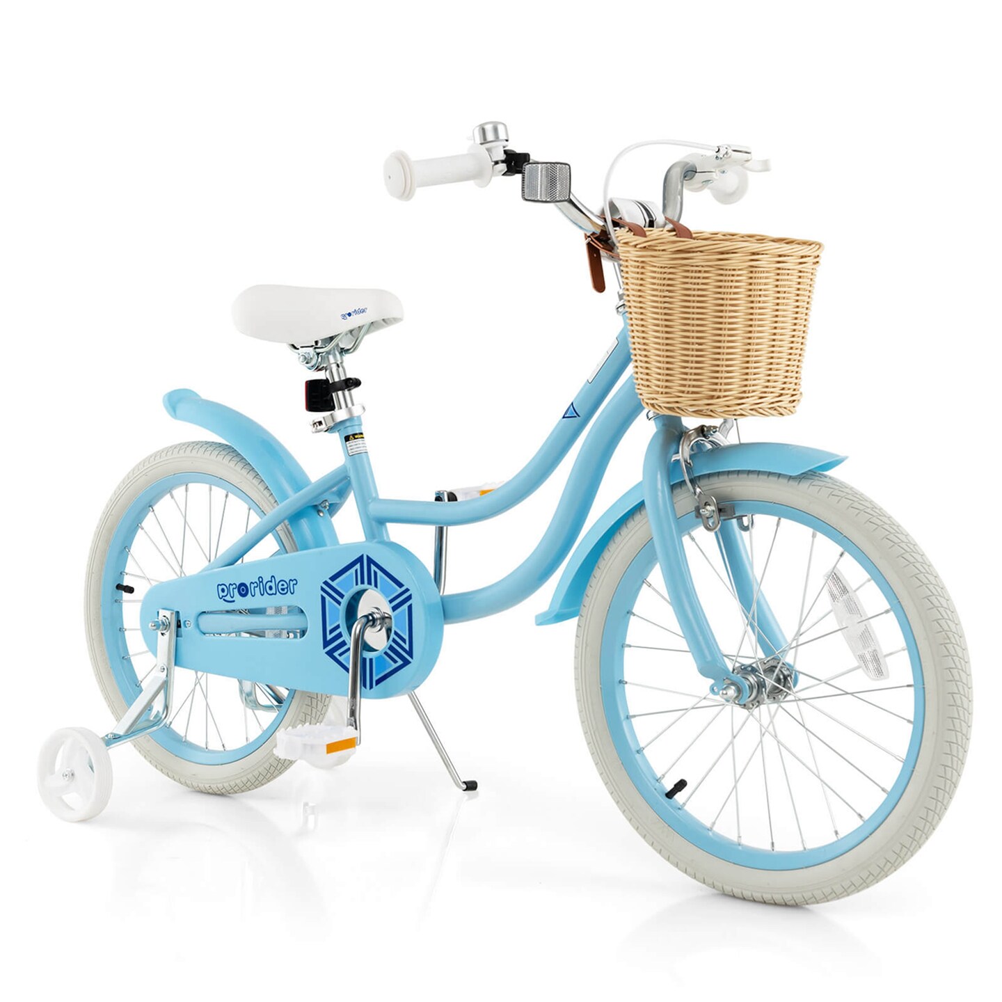 Prorider 18" Kid's Bike with Training Wheels Adjustable Handlebar Seat Handbrake Blue/Green/Pink