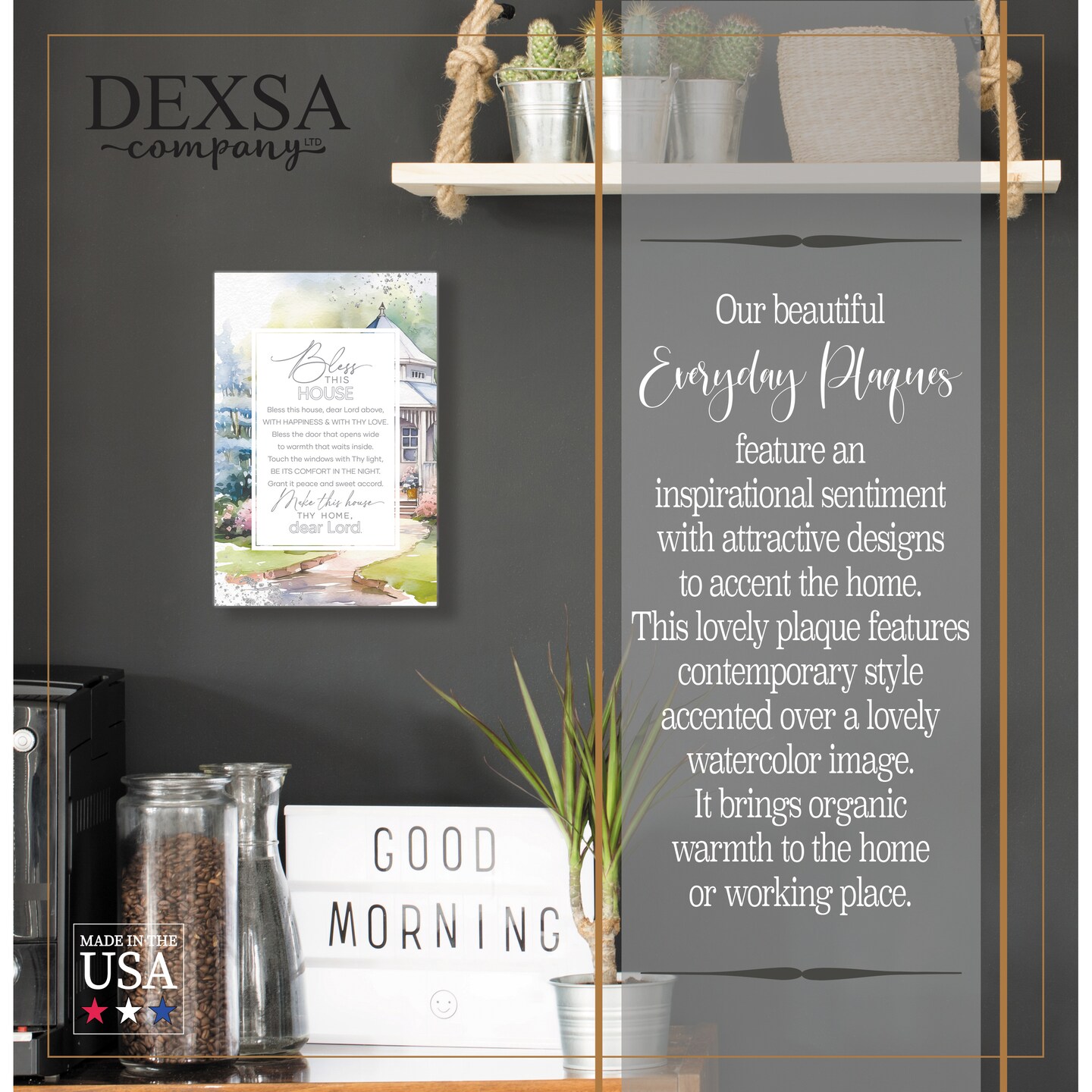 Bless This House Wood Plaque with Easel and Hook Wall Tabletop Art - 6 inches x 9 inches