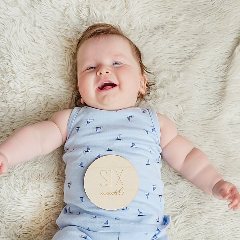 Baby Monthly Milestone Wooden Circles, Set of 13 Photo Props | Woodpeckers