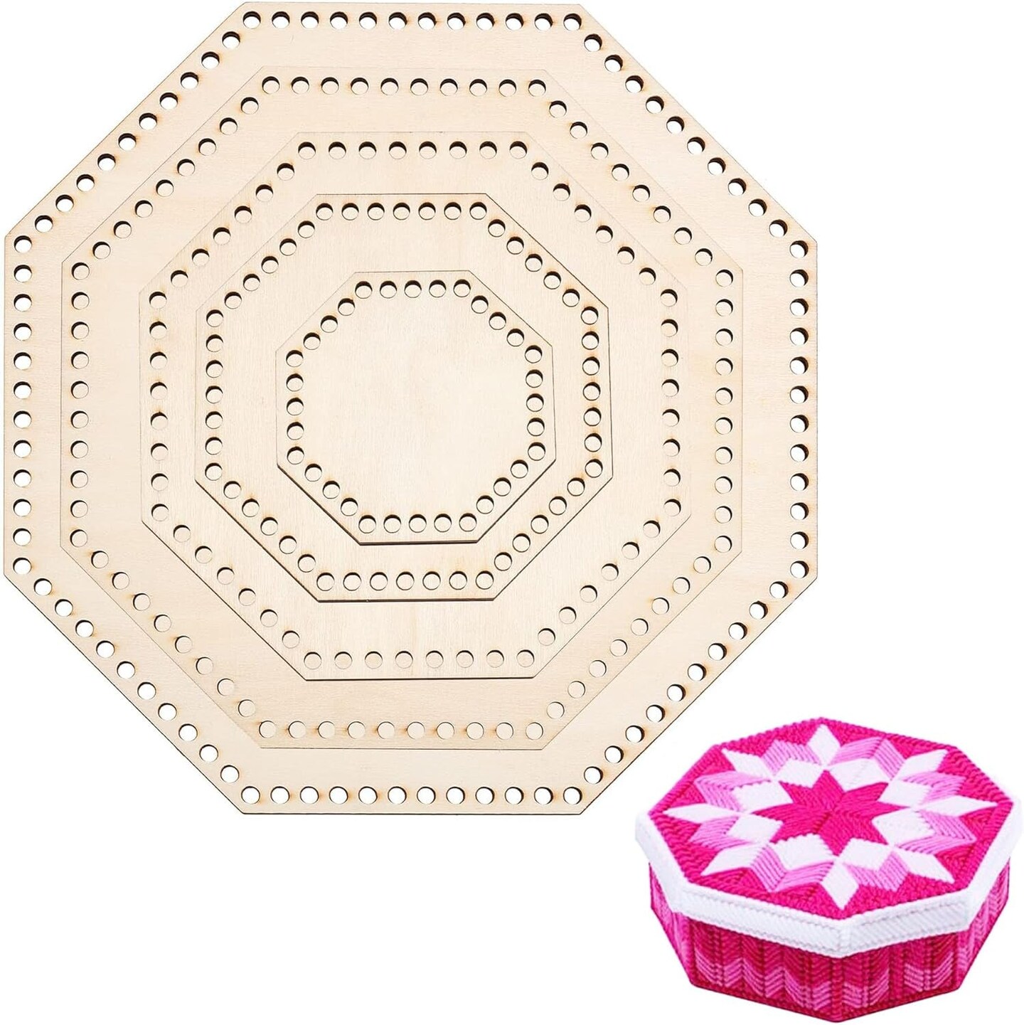 7 PCS Wooden Basket Bottom, 3 Shape Blank Crochet Knitting Basket Wood Base Shaper for DIY