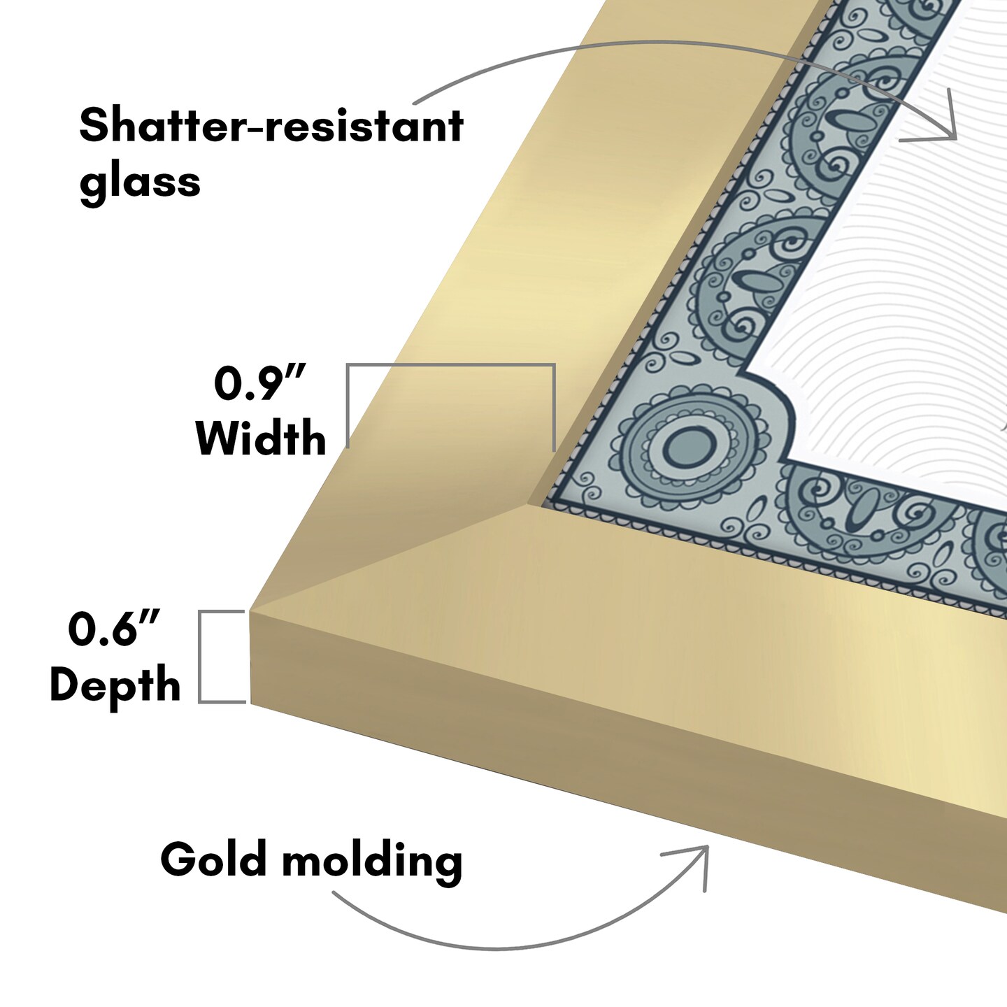 American 8.5x11 Diploma Frame - Certificate Photo Frame - Shatter Resistant Glass - Adjustable Hanging Hardware for Horizontal or Verticle Wall Display - Includes Easel