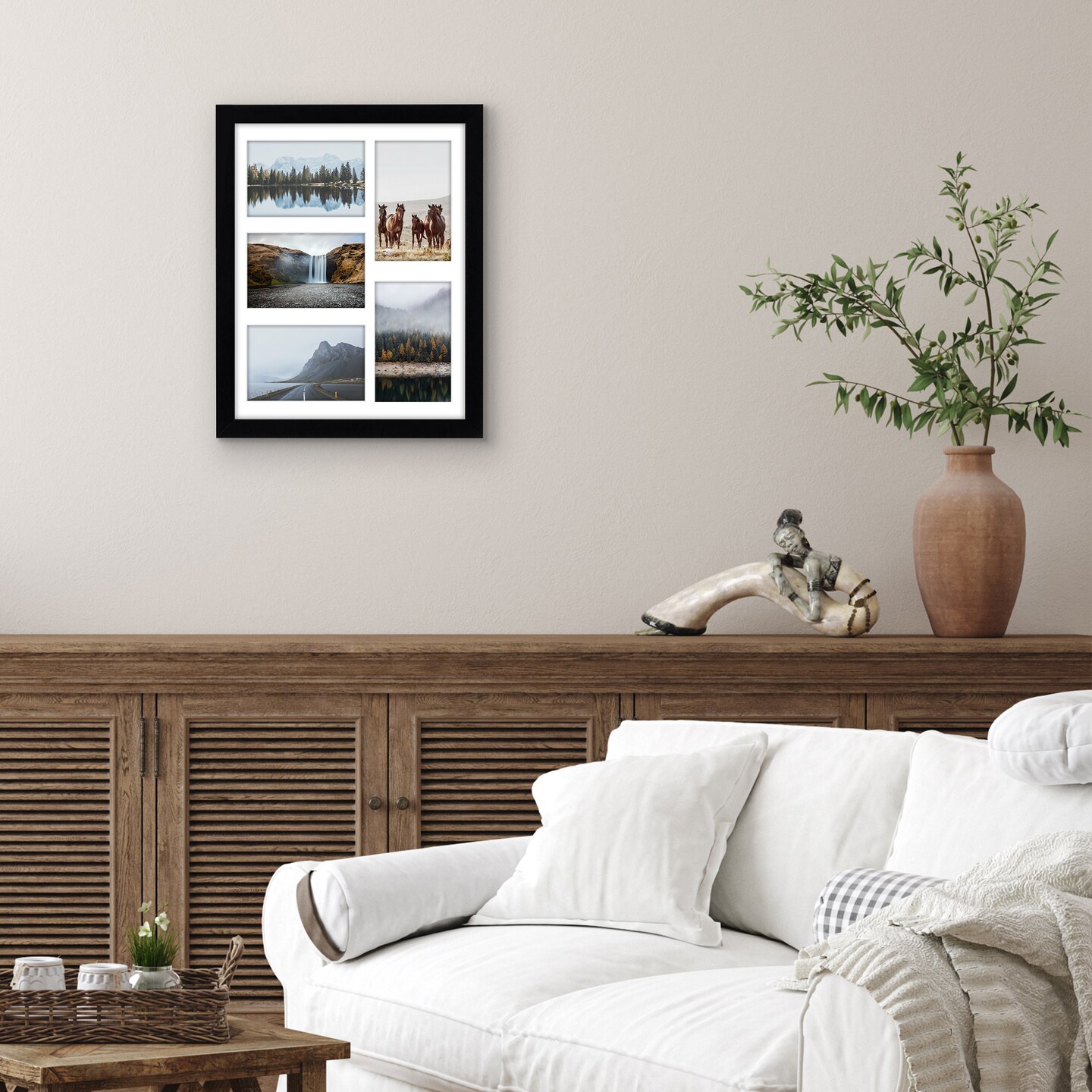 Americanflat 11x14 Collage Picture Frame - Displays Five 4x6 Photos at Once - Family Photo Collage Frame - Shatter Resistant Glass - Hanging Hardware for Horizontal or Vertical Display - Black