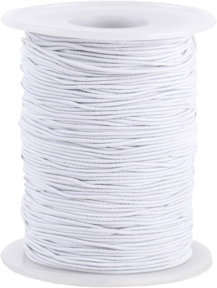 0.8 mm Elastic String Cord Elastic Thread Beading String Cord for Jewelry Making Bracelets Beading, 109 Yards, White