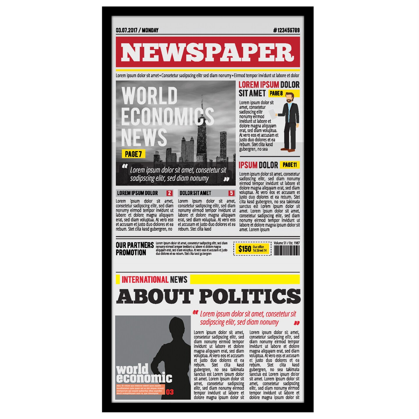 Americanflat 11x22 Newspaper Frame - Display Frame for Showcasing Newspaper Front Page - Polished Plexiglass Cover - Hanging Hardware for Horizontal or Vertical Display