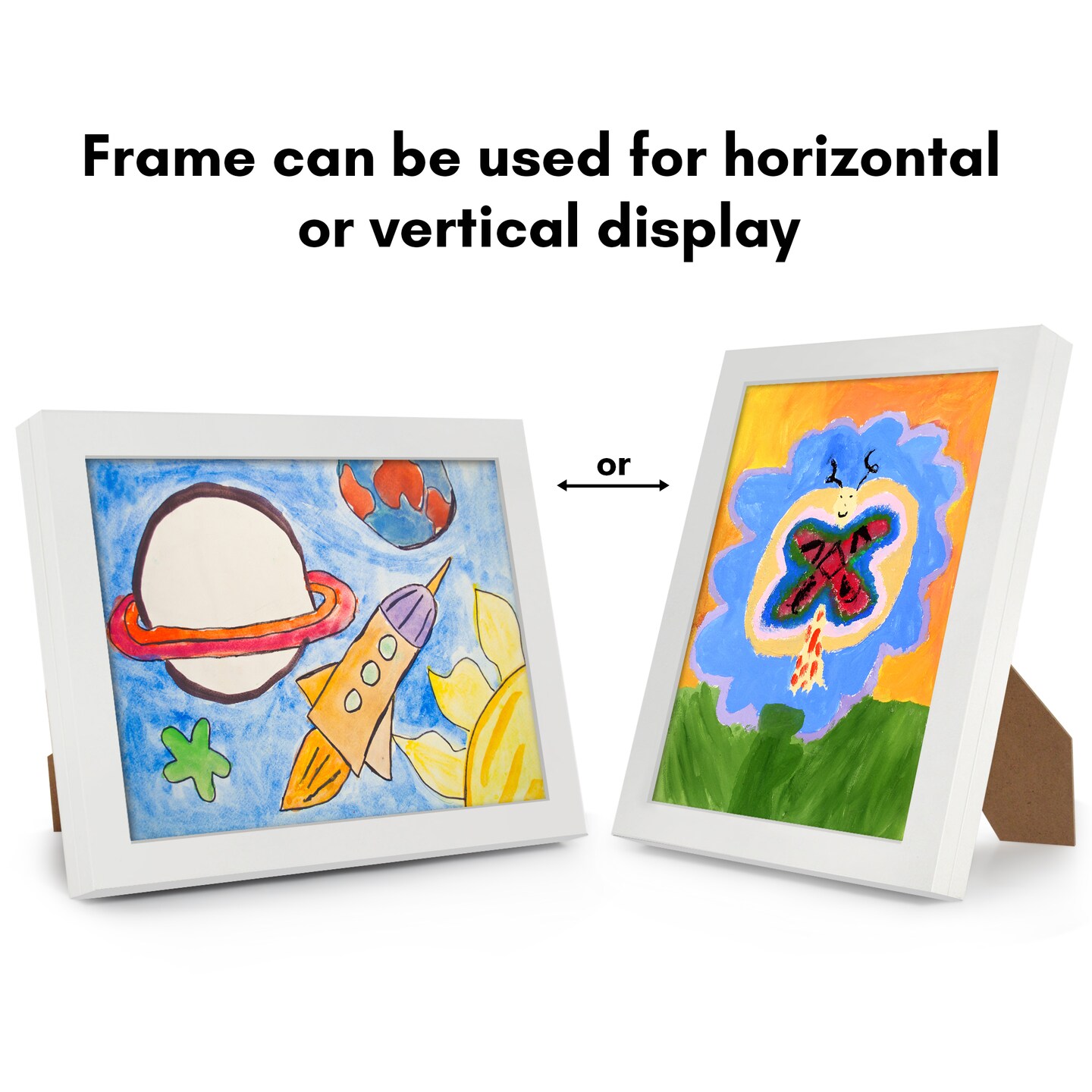 Americanflat 8.5x11 Front Loading Kids Art Frame - Kids Artwork Frame - Elastic Strap to Secure Artwork - Shatter Resistant Glass - Hanging Hardware - Includes Easel