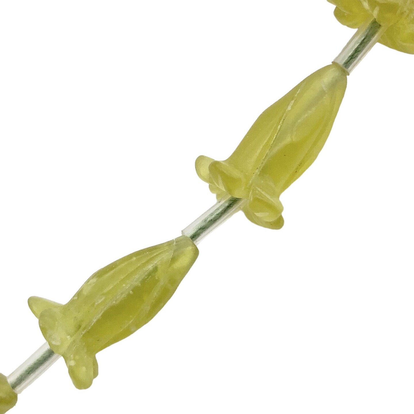 Kitcheniva Lovely Carved Serpentine Jade Trumpet Flower Beads 2 Pcs