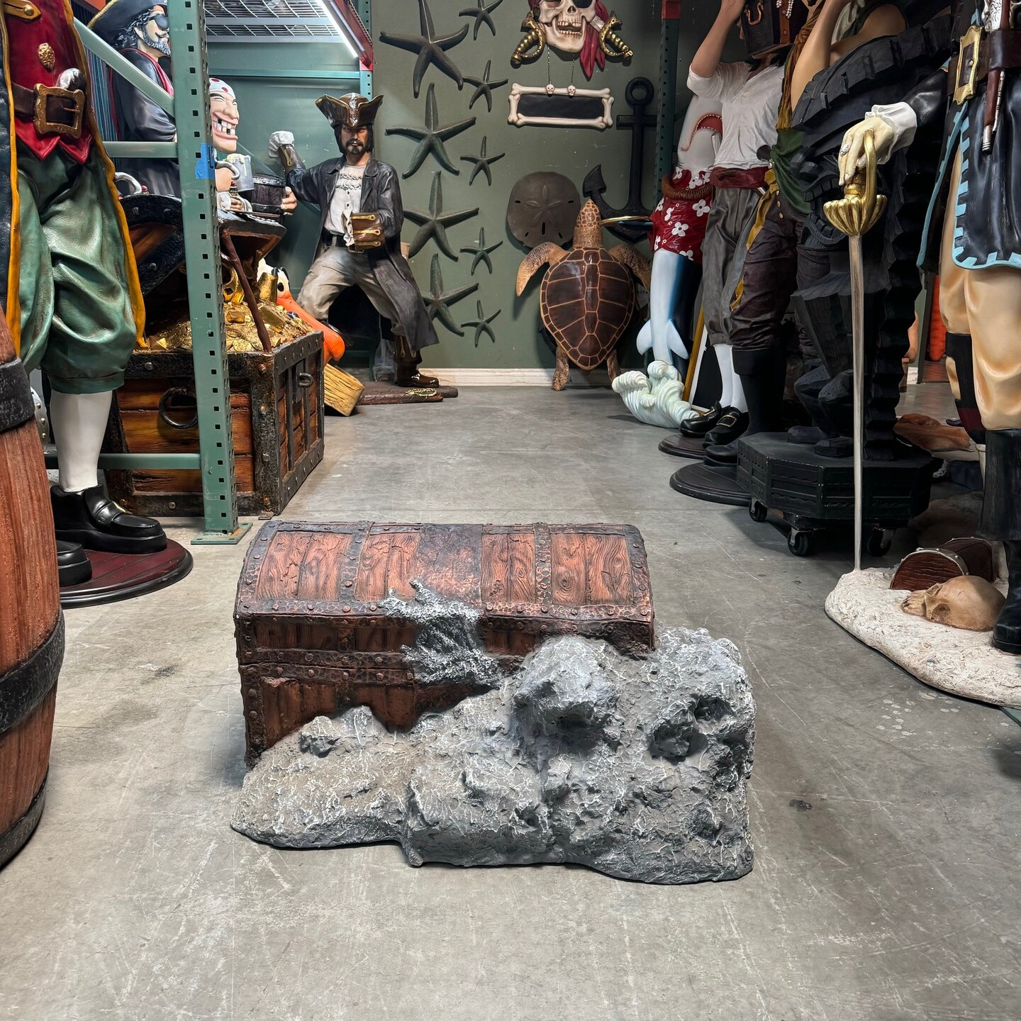 Old Treasure Chest Life Size Statue