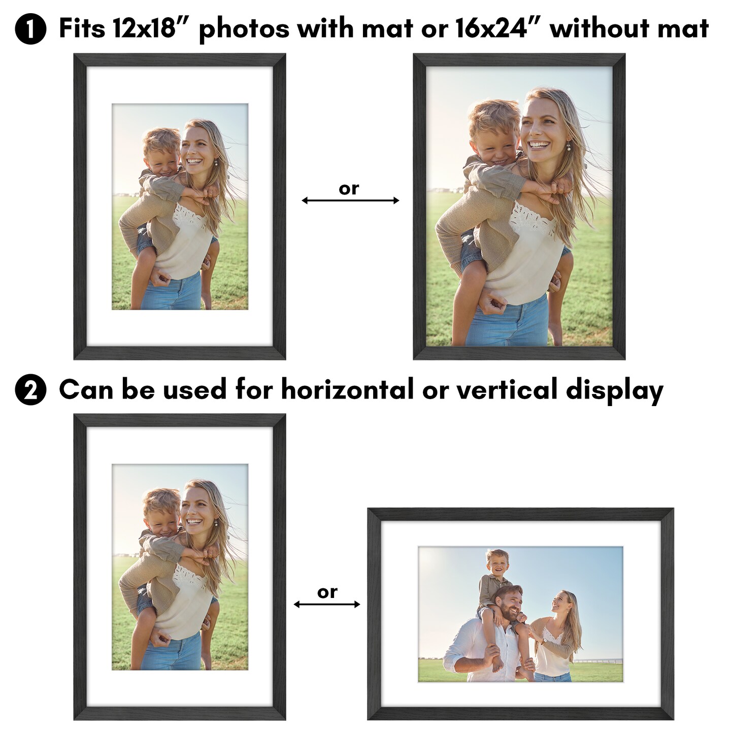 Americanflat Picture Frame with Wide Molding with Mat - Modern Wide Picture Frame - Plexiglass Cover - Hanging Hardware - Includes Easel