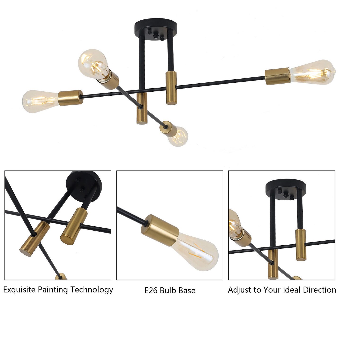 Kitcheniva 4-Light Sputnik Pendant Lamp Chandelier
