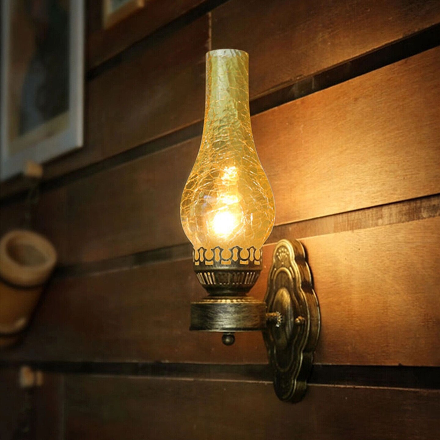 Kitcheniva Retro Wall Lamp Sconce Glass and Iron Light Fixture