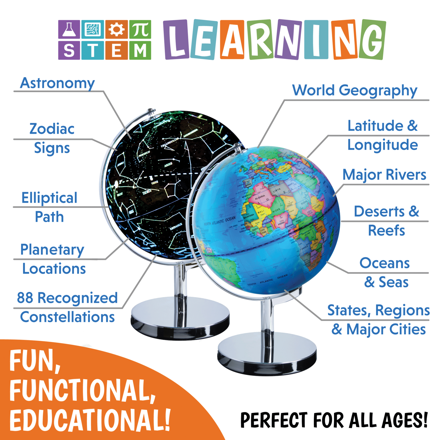 USA Toyz Illuminated Globe for Kids Learning - 9&#x22; Diameter